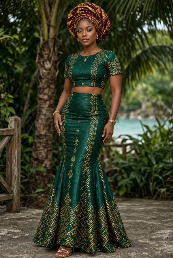 Conjunto africano de falda sirena y top a juego para mujer, Tico Trendy Costa Rica