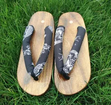 Sandalias Japonesas Geta Hombre Cosplay | Zuecos Madera Planos Novedad Verano