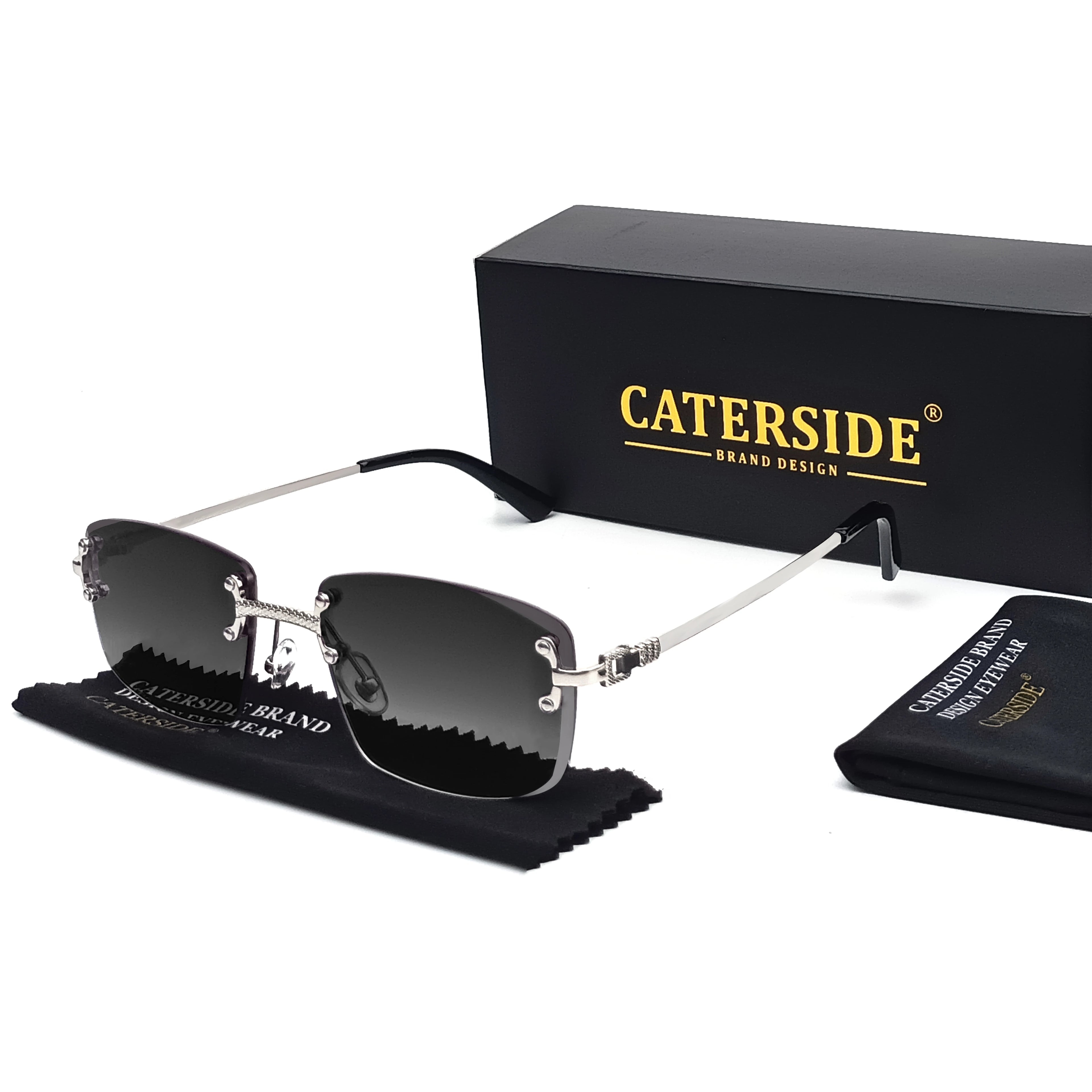 Gafas de Sol CATERSIDE | Cobre y Lentes Degradados Azules | Cuadradas Sin Montura | Lujo Unisex
