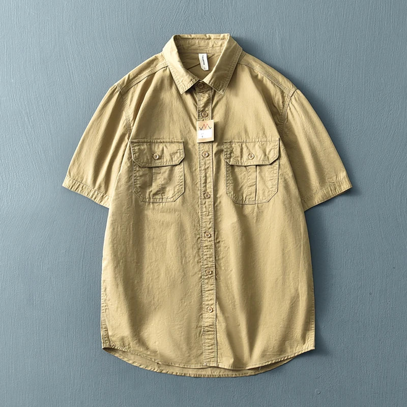 Camisa Casual Hombre | Algodón Puro | Parches Tridimensionales | Manga Corta | Ticotrendy
