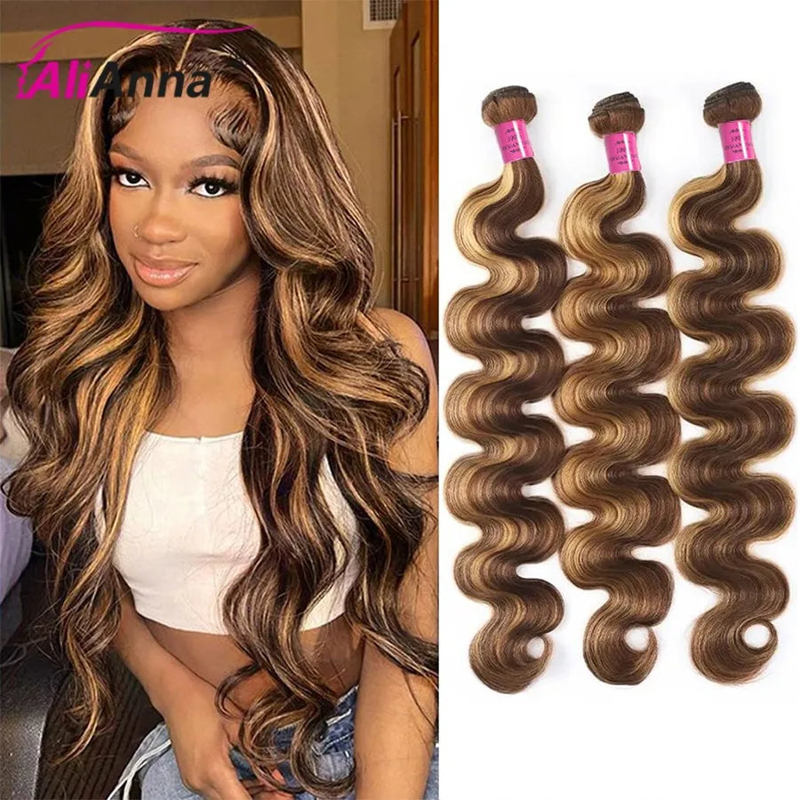 Mechones de Cabello Humano - Ombré Rubio Miel (P4/27) Ondulado