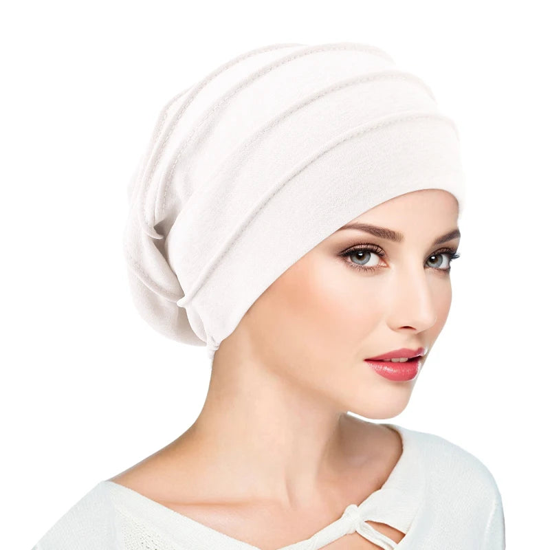 Gorro respirable para mujer, turbante Hijabs para mujer, gorro de tela elástica para la cabeza, gorro suave con volantes para quimio contra el cáncer, bufanda musulmana, venta al por mayor