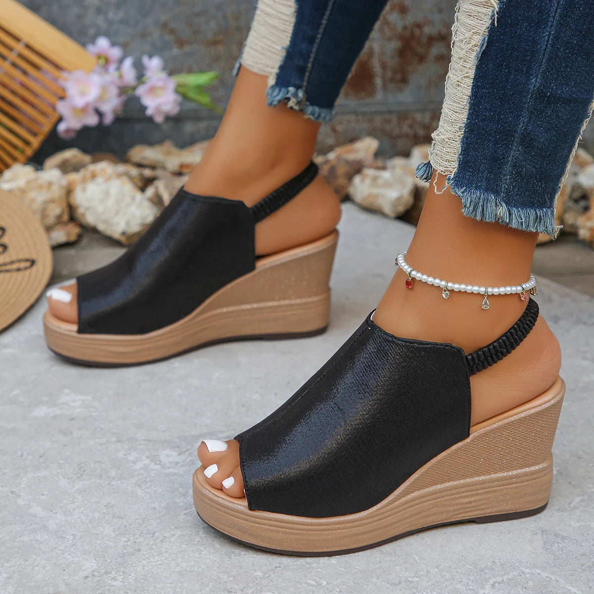 Sandalias de Plataforma con Cuña | Correa Trasera | Mujer