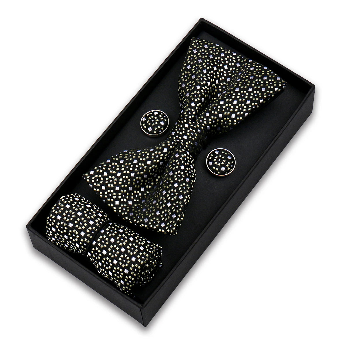 Set de Pajarita Gemelos Pañuelo Cuadrado Regalo Para Hombres Elegantes