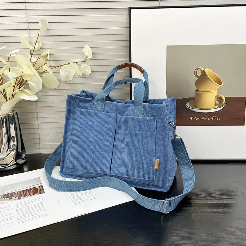 Bolso Hombro Pana Mujer Gran Capacidad Estilo Mensajero