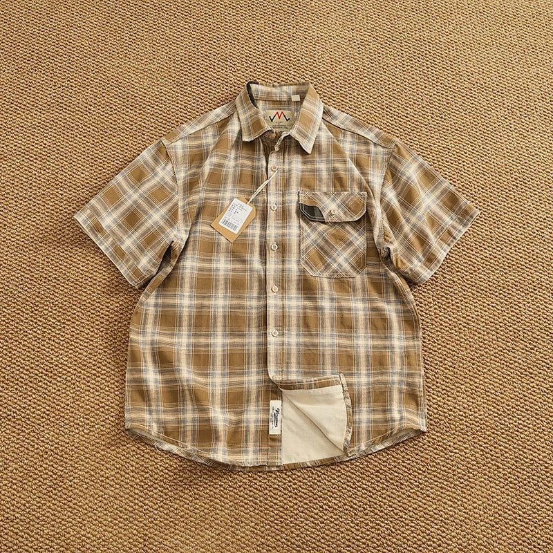Camisa Casual Hombre | Cuadros Tartán | Algodón Puro | Manga Corta | Ticotrendy Costa Rica