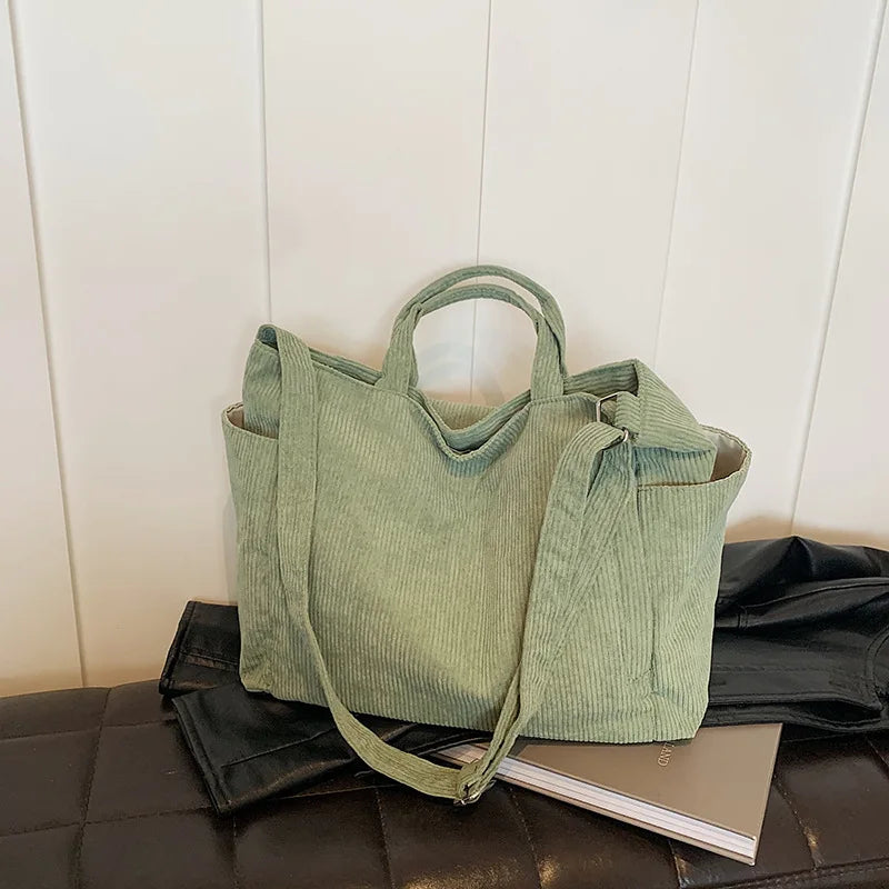 Bolso Mensajero Pana Retro Mujer Gran Capacidad Universitario