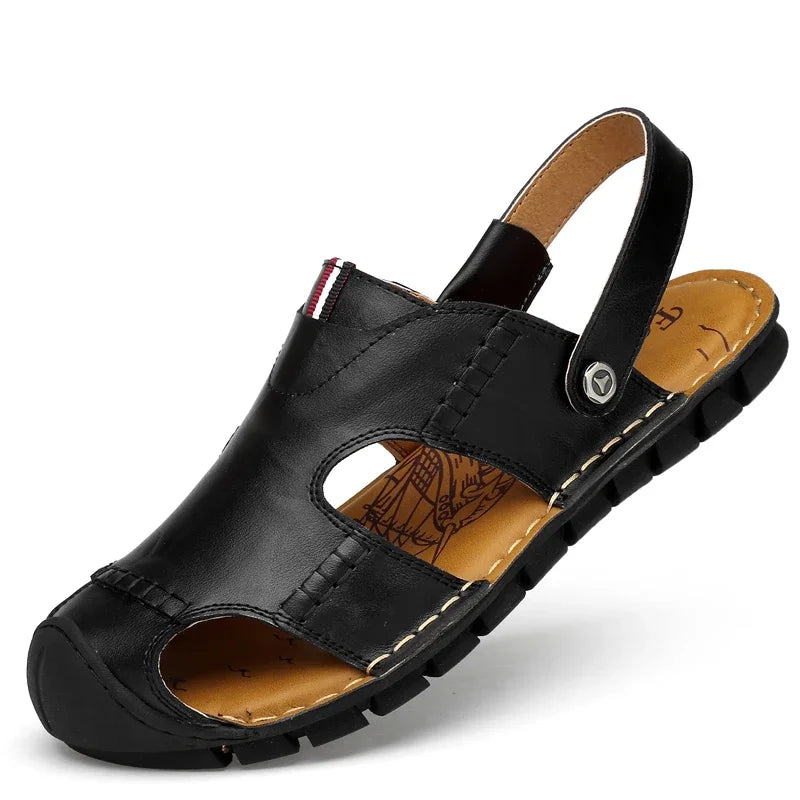 Sandalias Piel Dividida Hombre Transpirables Playa Casuales Alta Calidad | Verano