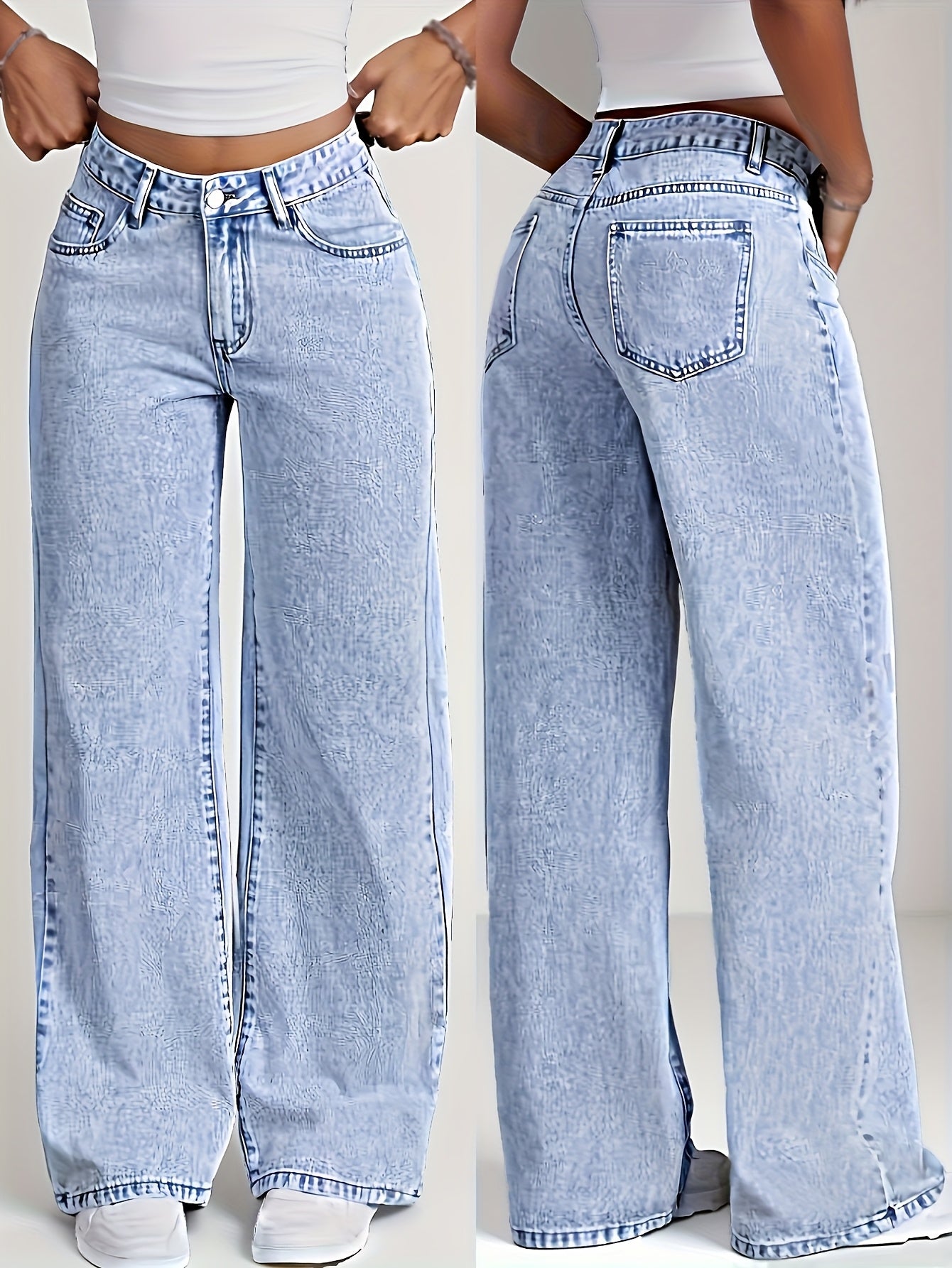 Jeans Pierna Ancha Recta Mujer | Denim Clásico Loose Estilo Elegante Casual