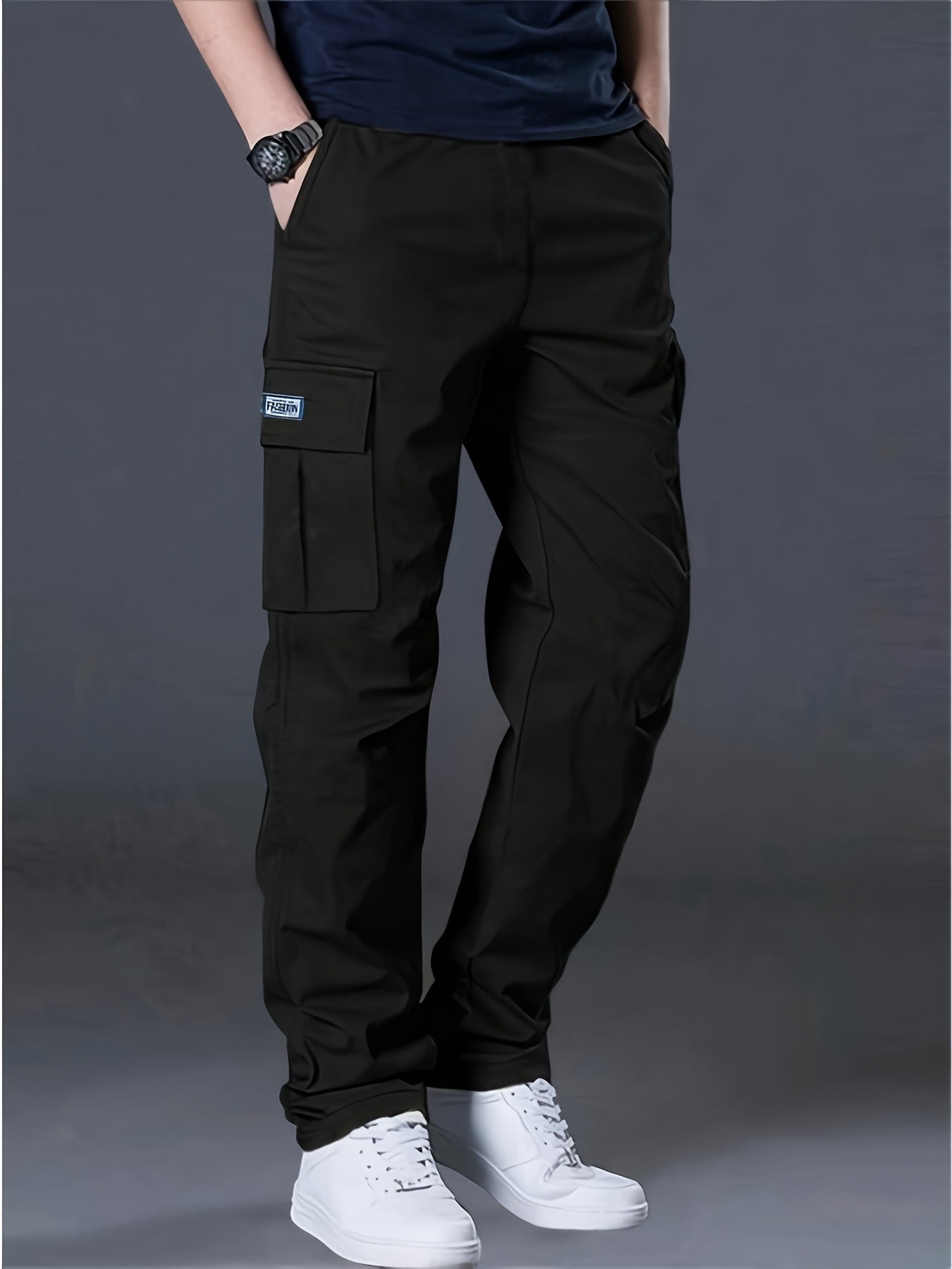 Men's Work Pants, Multi-Pocket Men's Trousers with Drawstring Waist