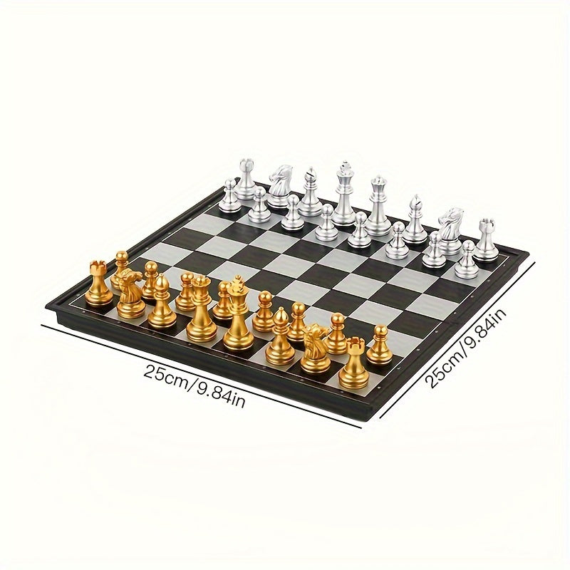 Ajedrez Dorado Plateado | Set Plástico Elegante | Juego Familiar