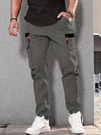 Men'S Stylish Cargo Pants - Versatile, Casual, and Slim Fit with Multiple Pockets, Straight-Leg Design, Perfect for Spring and Fall, All-Season Comfort, Solid Color, Allseason Pants | Straightleg Pants | Polyester Pants