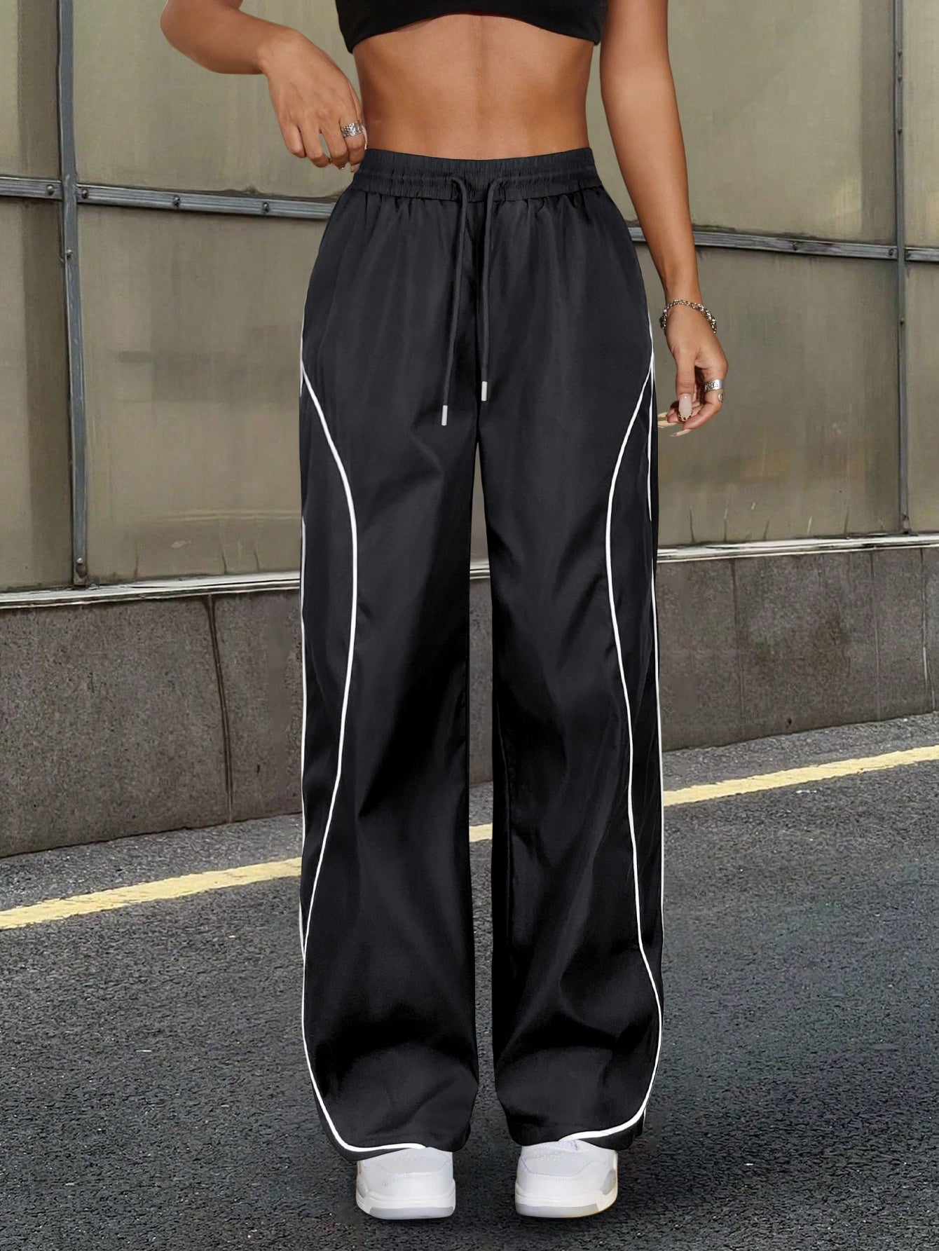 Pantalones Anchos Mujer con Rayas Laterales | Estilo Y2K Casual | Moda Costa Rica