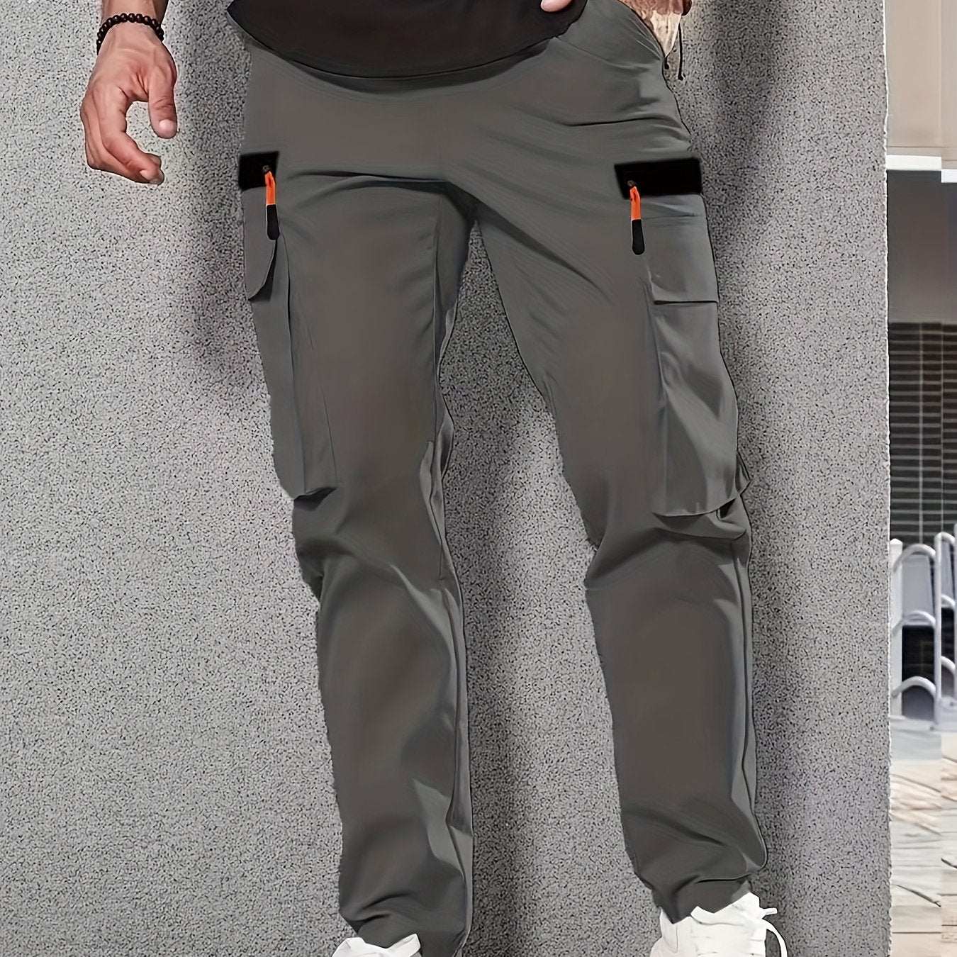 Men'S Stylish Cargo Pants - Versatile, Casual, and Slim Fit with Multiple Pockets, Straight-Leg Design, Perfect for Spring and Fall, All-Season Comfort, Solid Color, Allseason Pants | Straightleg Pants | Polyester Pants