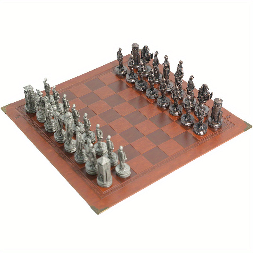 Ajedrez Temático Metal | 32 Piezas Estatuas | Tablero Incluido
