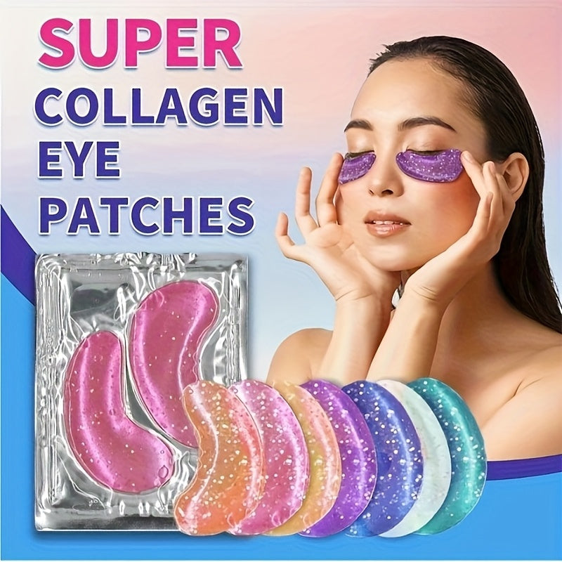 10-Pack (5-Pair Each) Gel Eye Patches & Ice Compress - Super Collagen, Dark Circle & Puffiness, Sensitive Beige, Color Options (Pink, Purple, Blue, Clear, Golden) - Post-Surgery,, Men & Women, Easy Application, Long-Lasting G