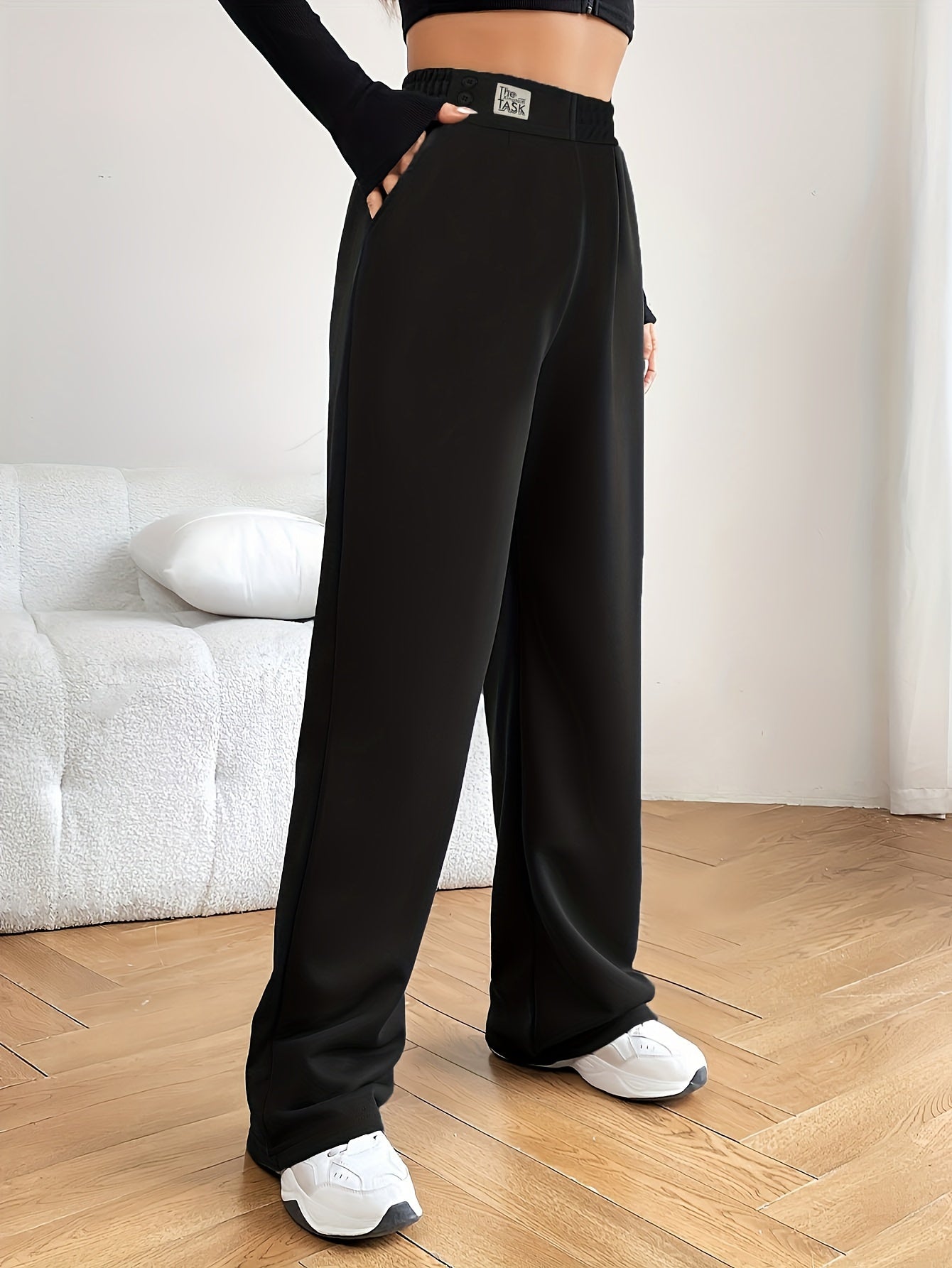 Pantalones Wide Leg Deportivos | Botones Decorativos | Ticotrendy Costa Rica