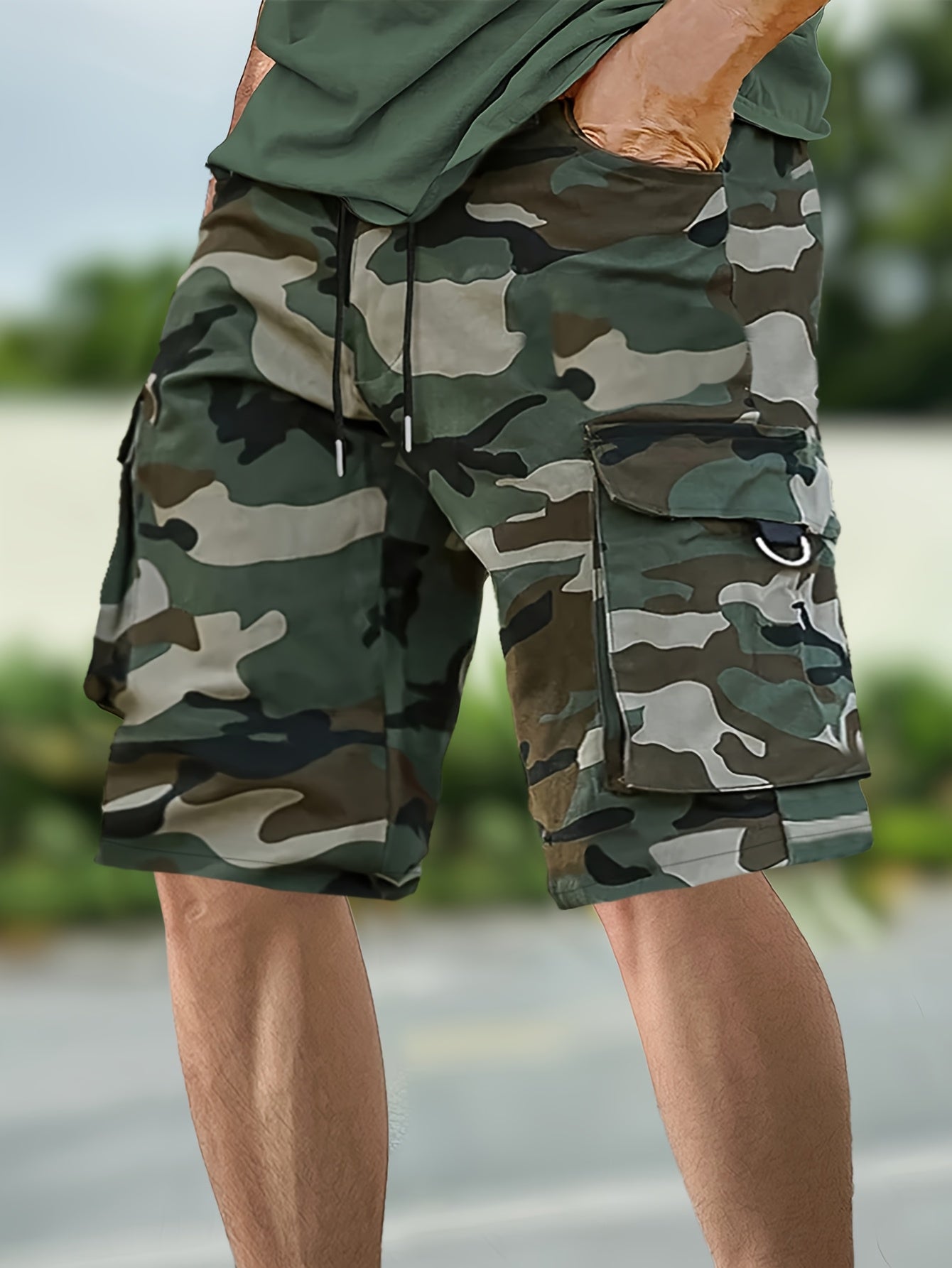 Pantalones Cargo Camuflaje Hombre | Corte Holgado, Multibolsillos | Senderismo y Viajes