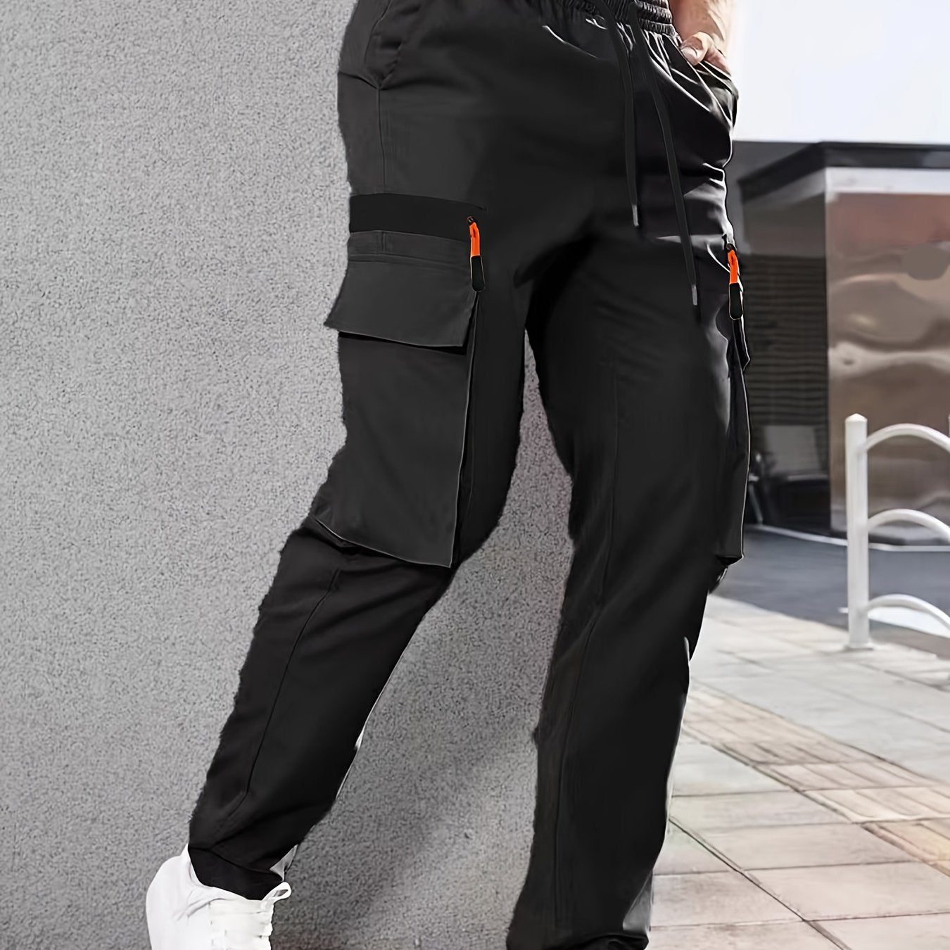 Men'S Stylish Cargo Pants - Versatile, Casual, and Slim Fit with Multiple Pockets, Straight-Leg Design, Perfect for Spring and Fall, All-Season Comfort, Solid Color, Allseason Pants | Straightleg Pants | Polyester Pants
