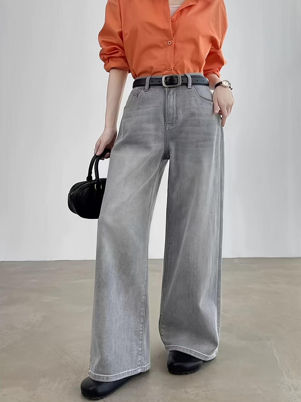 Jeans Pierna Ancha Retro Mujer | Ticotrendy Denim Sin Elasticidad Bota Recta Elegante