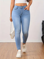 Jeans Skinny de Mujer | Denim Elástico Azul Claro Efecto Levantamiento