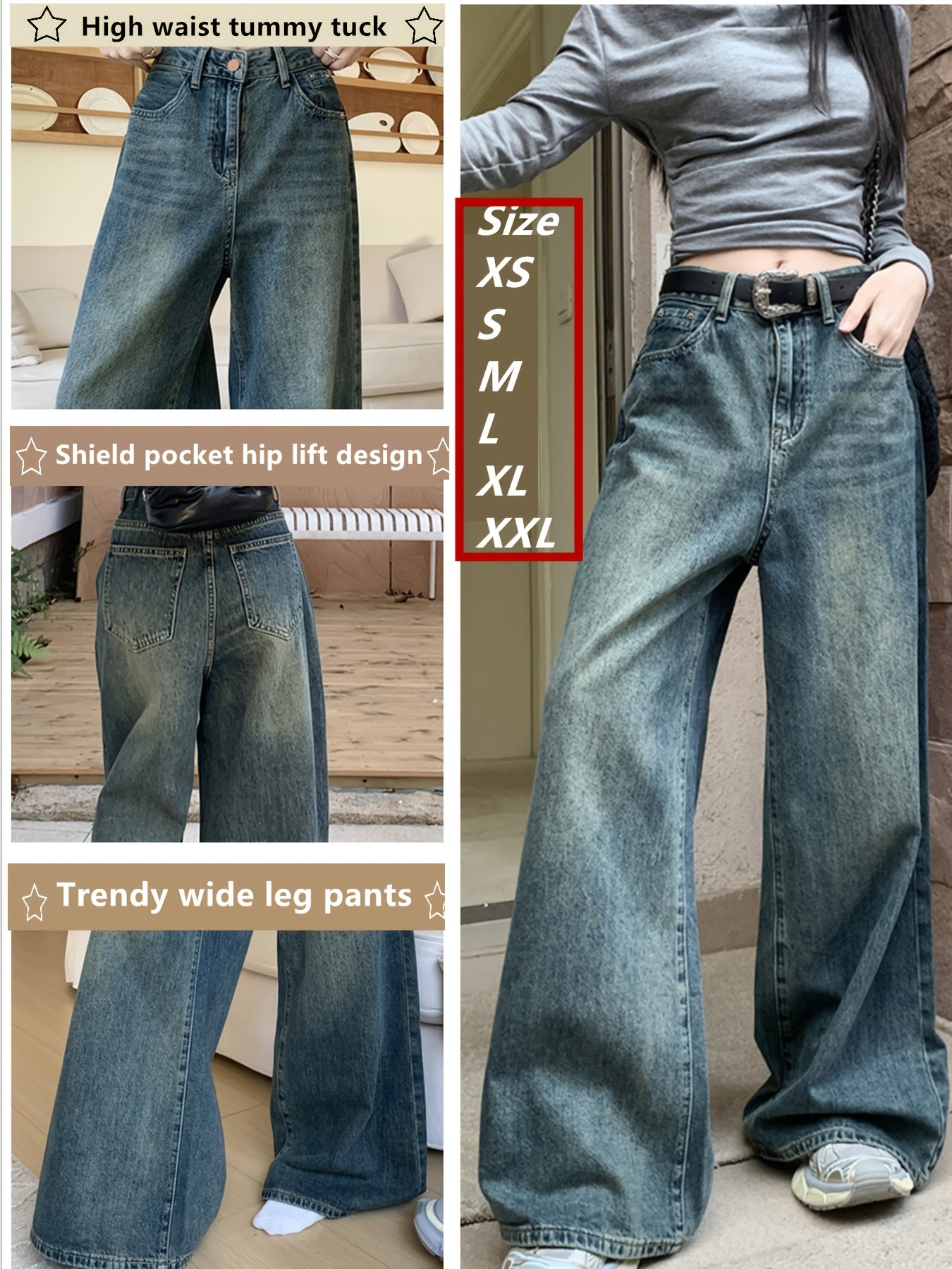 Jeans Pierna Ancha Retro Mujer | Ticotrendy Denim Sin Elasticidad Bota Recta Elegante