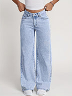 Jeans Pierna Ancha Recta Mujer | Denim Clásico Loose Estilo Elegante Casual