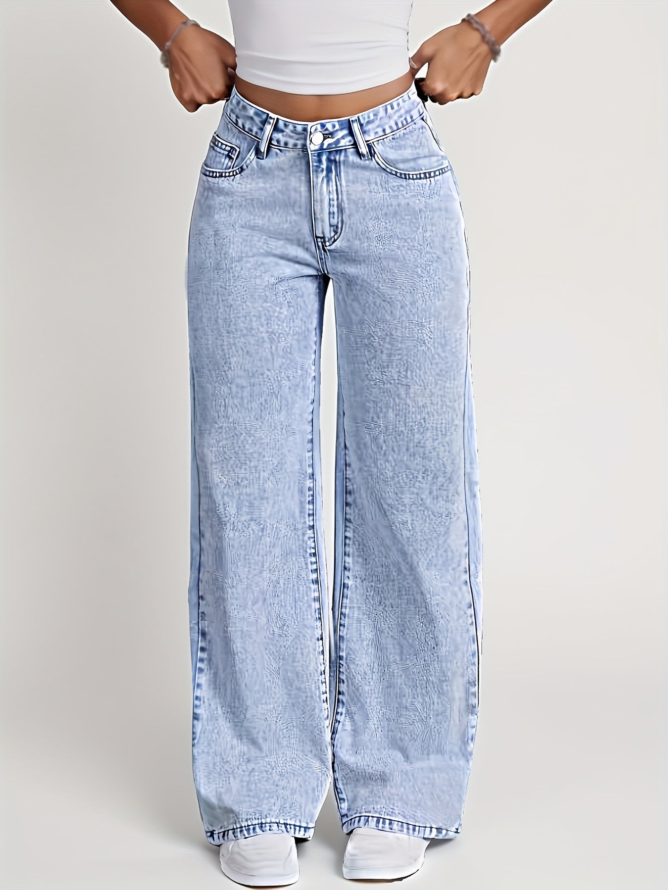 Jeans Pierna Ancha Recta Mujer | Denim Clásico Loose Estilo Elegante Casual