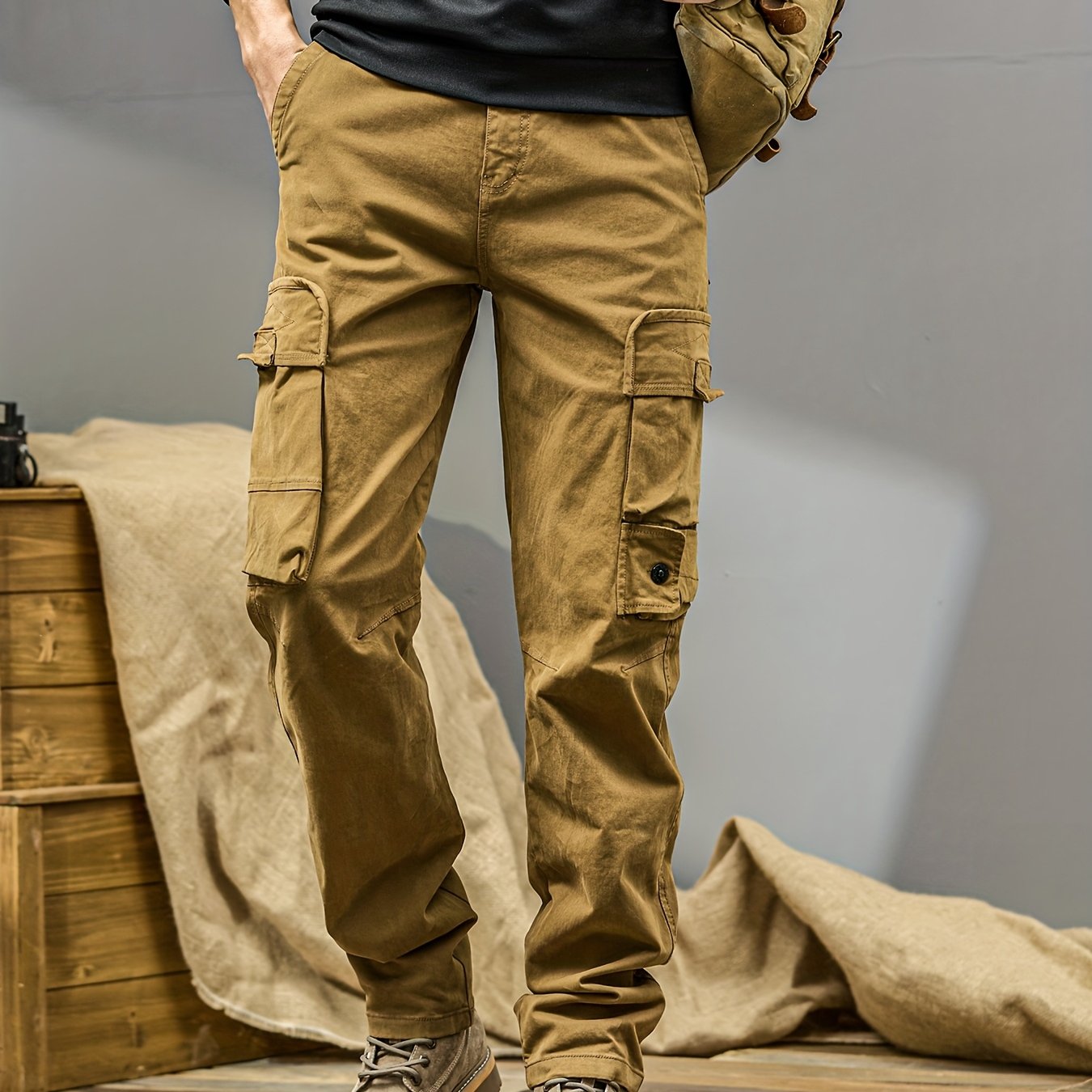 Men's Cargo Pants - Heavy-Duty Multi-Pocket Work Trousers, All-Season Machine Washable Pants with Utility Cargo Design for Construction, Travel, Everyday Carry - Mid-Rise Regular Fit Cargo Pants for Men, Outdoor Activities, S