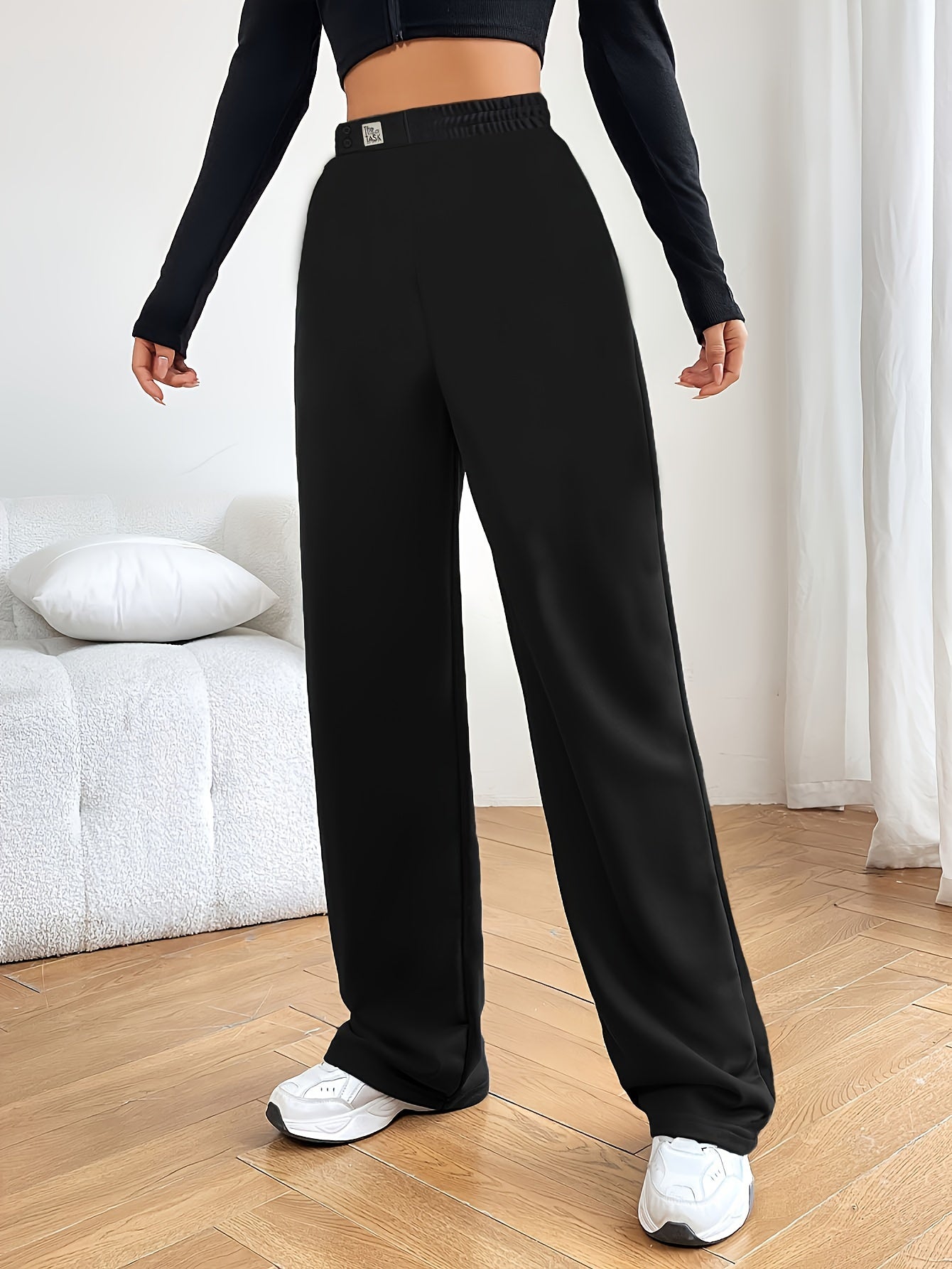 Pantalones Wide Leg Deportivos | Botones Decorativos | Ticotrendy Costa Rica