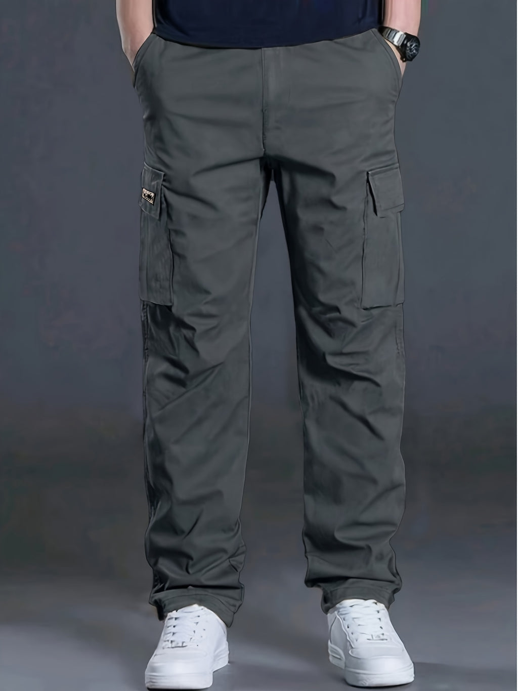 Men's Work Pants, Multi-Pocket Men's Trousers with Drawstring Waist