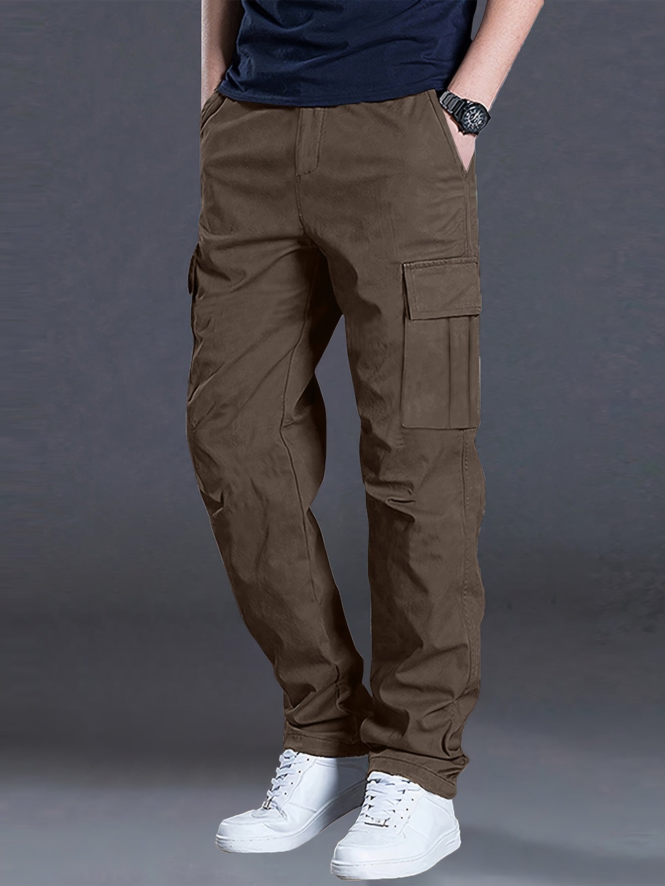Men'S Outdoor Casual Cargo Pants - Loose Fit, Drawstring Waist, Multiple Pockets, Solid Color, All-Season Comfort for Hiking & Weekend Activities, Hiking Pants, Durable Fabric, Men Pants, Cargo Pants Men, Men Trouser, Men Spo