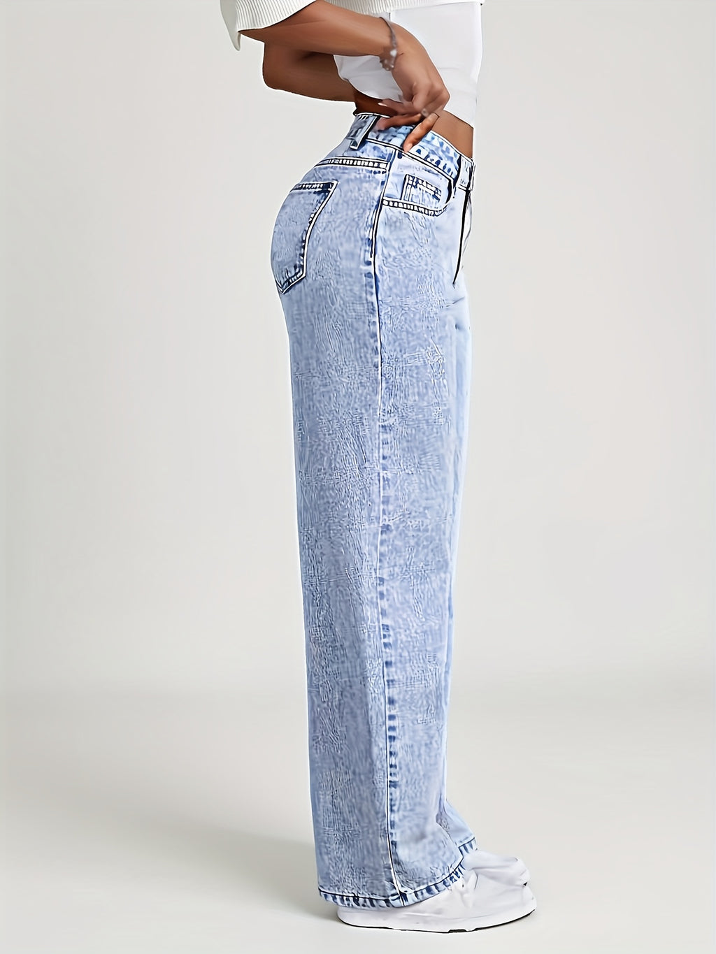 Jeans Pierna Ancha Recta Mujer | Denim Clásico Loose Estilo Elegante Casual
