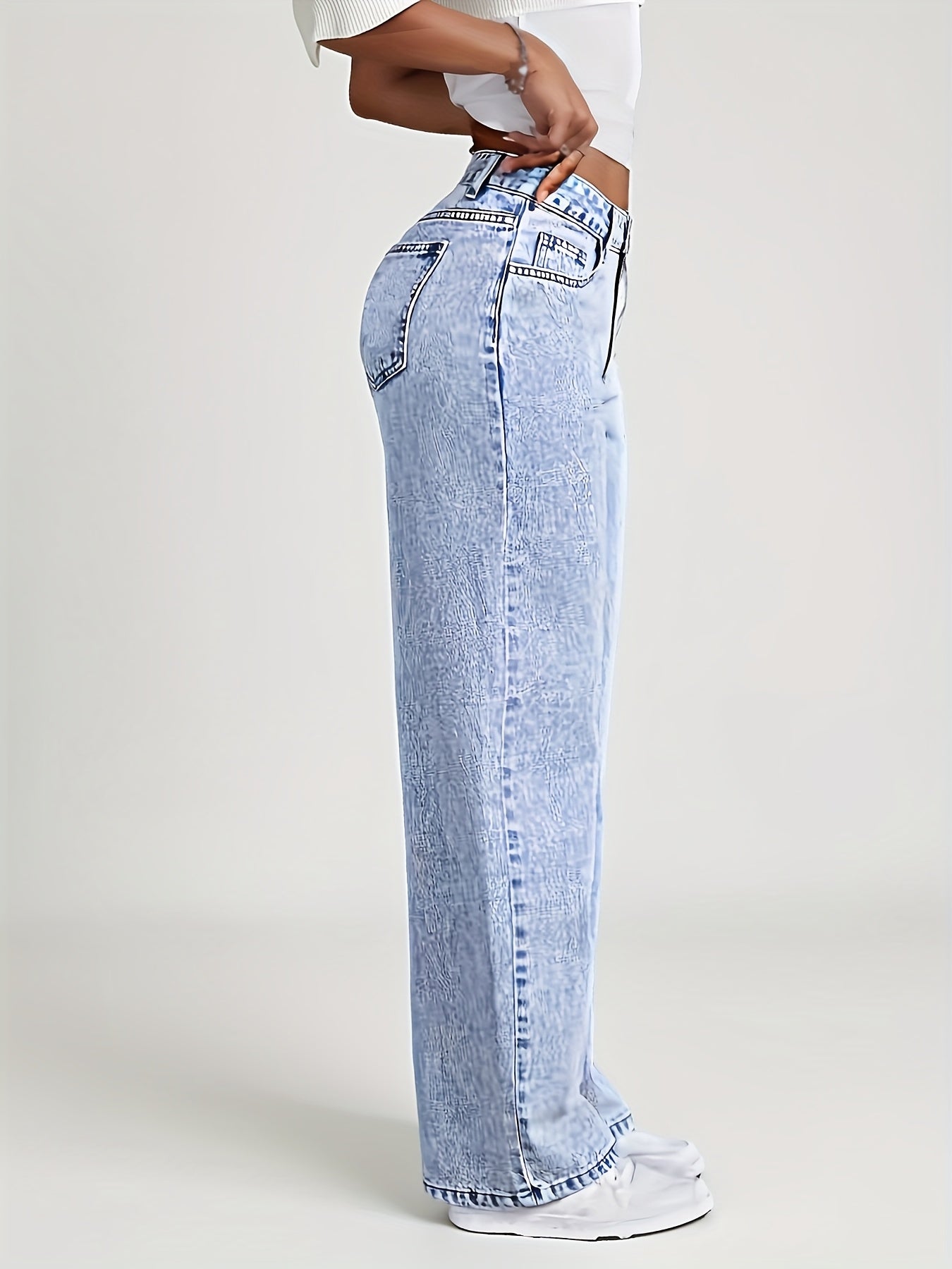 Jeans Pierna Ancha Recta Mujer | Denim Clásico Loose Estilo Elegante Casual