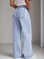 Jeans Pierna Ancha Recta Mujer | Denim Clásico Loose Estilo Elegante Casual