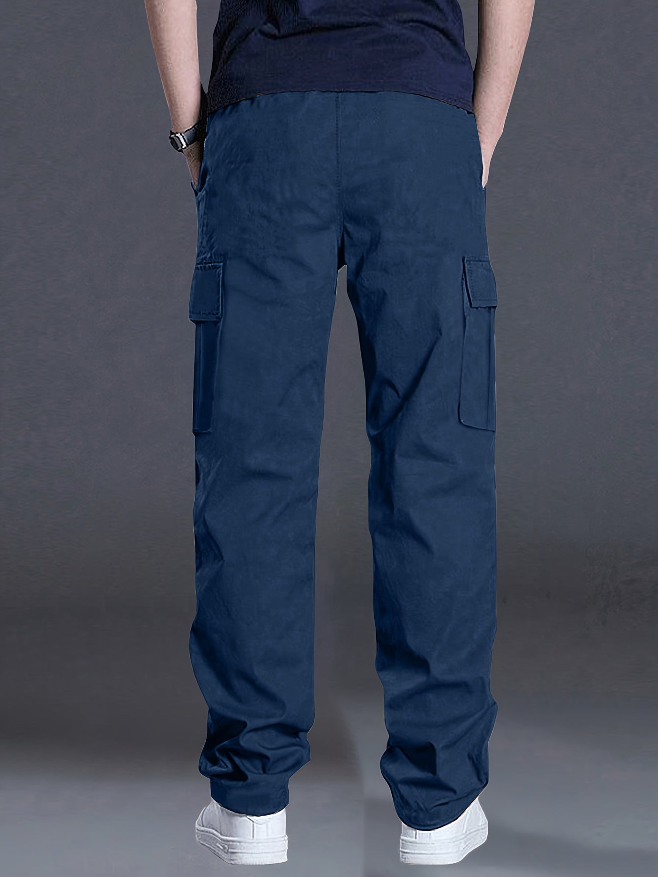 Men'S Outdoor Casual Cargo Pants - Loose Fit, Drawstring Waist, Multiple Pockets, Solid Color, All-Season Comfort for Hiking & Weekend Activities, Hiking Pants, Durable Fabric, Men Pants, Cargo Pants Men, Men Trouser, Men Spo