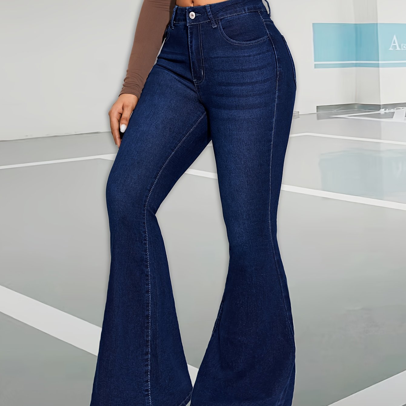 Jeans Acampanados Elegantes Mujer | Ticotrendy Denim Cintura Alta Elástico Estilo Flare