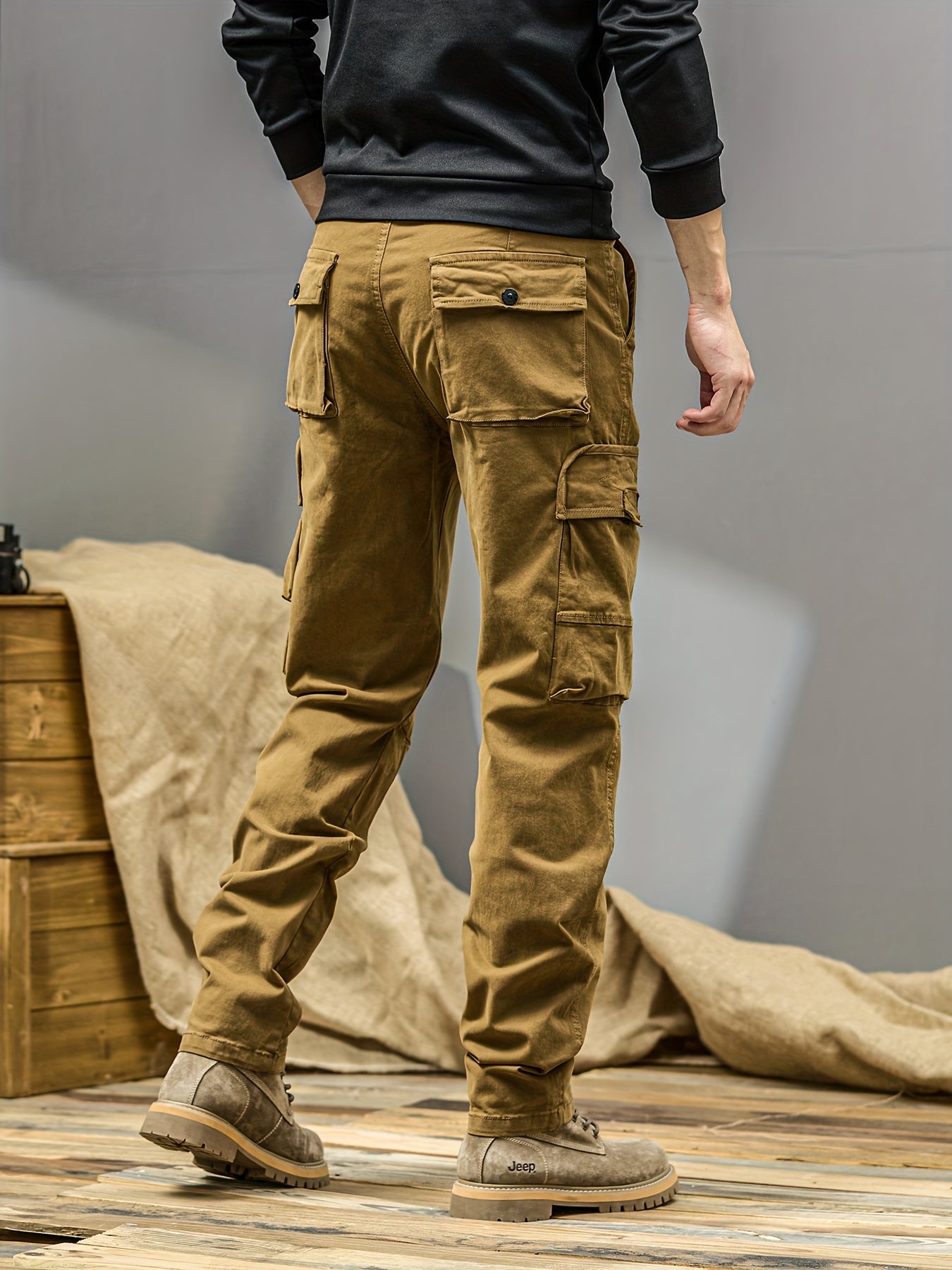 Men's Cargo Pants - Heavy-Duty Multi-Pocket Work Trousers, All-Season Machine Washable Pants with Utility Cargo Design for Construction, Travel, Everyday Carry - Mid-Rise Regular Fit Cargo Pants for Men, Outdoor Activities, S