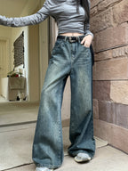 Jeans Pierna Ancha Retro Mujer | Ticotrendy Denim Sin Elasticidad Bota Recta Elegante