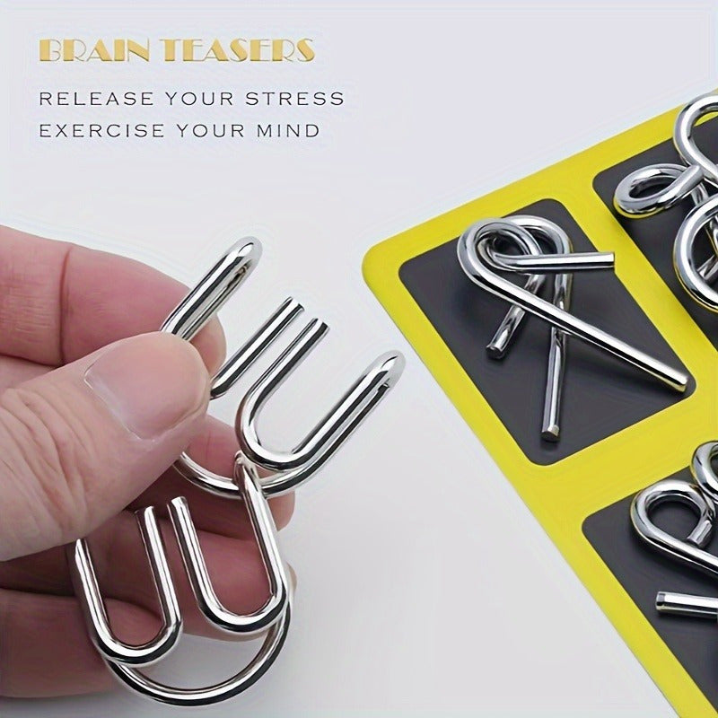 Juego Mental Metal Adultos | 8 Piezas Rompecabezas | Desarrollo Cognitivo
