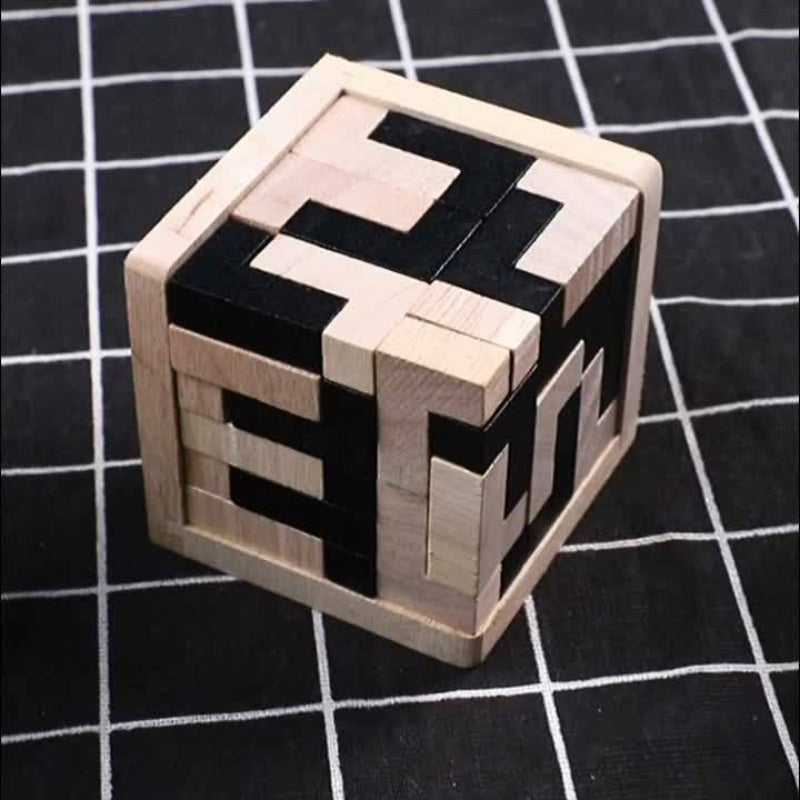 Set 54 Piezas Cubos Madera | Rompecabezas 3D | Entrenamiento Cerebral