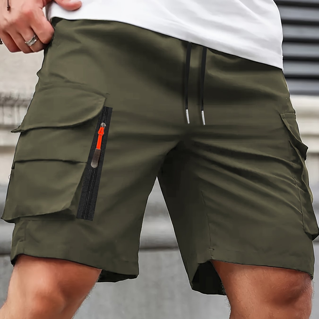 Shorts Cargo Casuales Hombre | Corte Holgado | Múltiples Bolsillos con Cremallera
