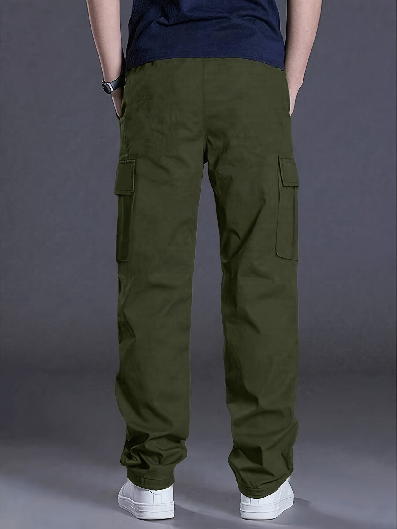 Men's Work Pants, Multi-Pocket Men's Trousers with Drawstring Waist