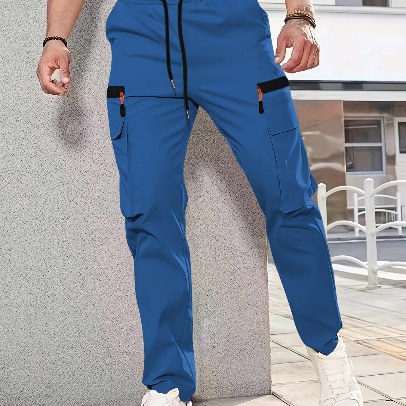 Men'S Stylish Cargo Pants - Versatile, Casual, and Slim Fit with Multiple Pockets, Straight-Leg Design, Perfect for Spring and Fall, All-Season Comfort, Solid Color, Allseason Pants | Straightleg Pants | Polyester Pants