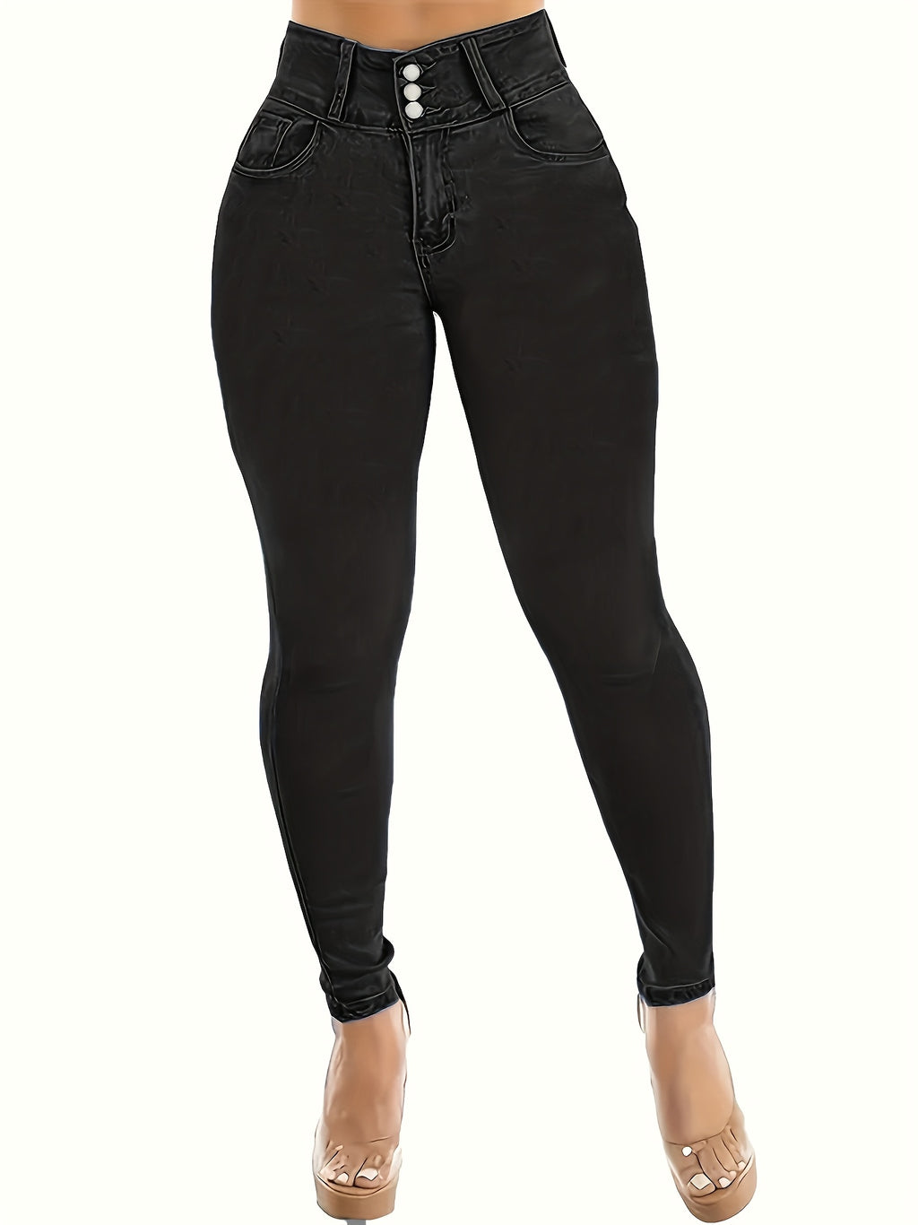 Jeans Skinny Cortos de Mujer | Ticotrendy Denim Elástico Cintura Media Casual Estilizado