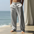 Men's Casual Linen Pants | Relaxed Fit with Drawstring Waist | 95% Linen, 5% Polyester | Breathable & Stylish for Indoor Gatherings, Outdoor Activities, and Golf | All-Season Wear | Beige Color, Versatile Clothing | Minimalis