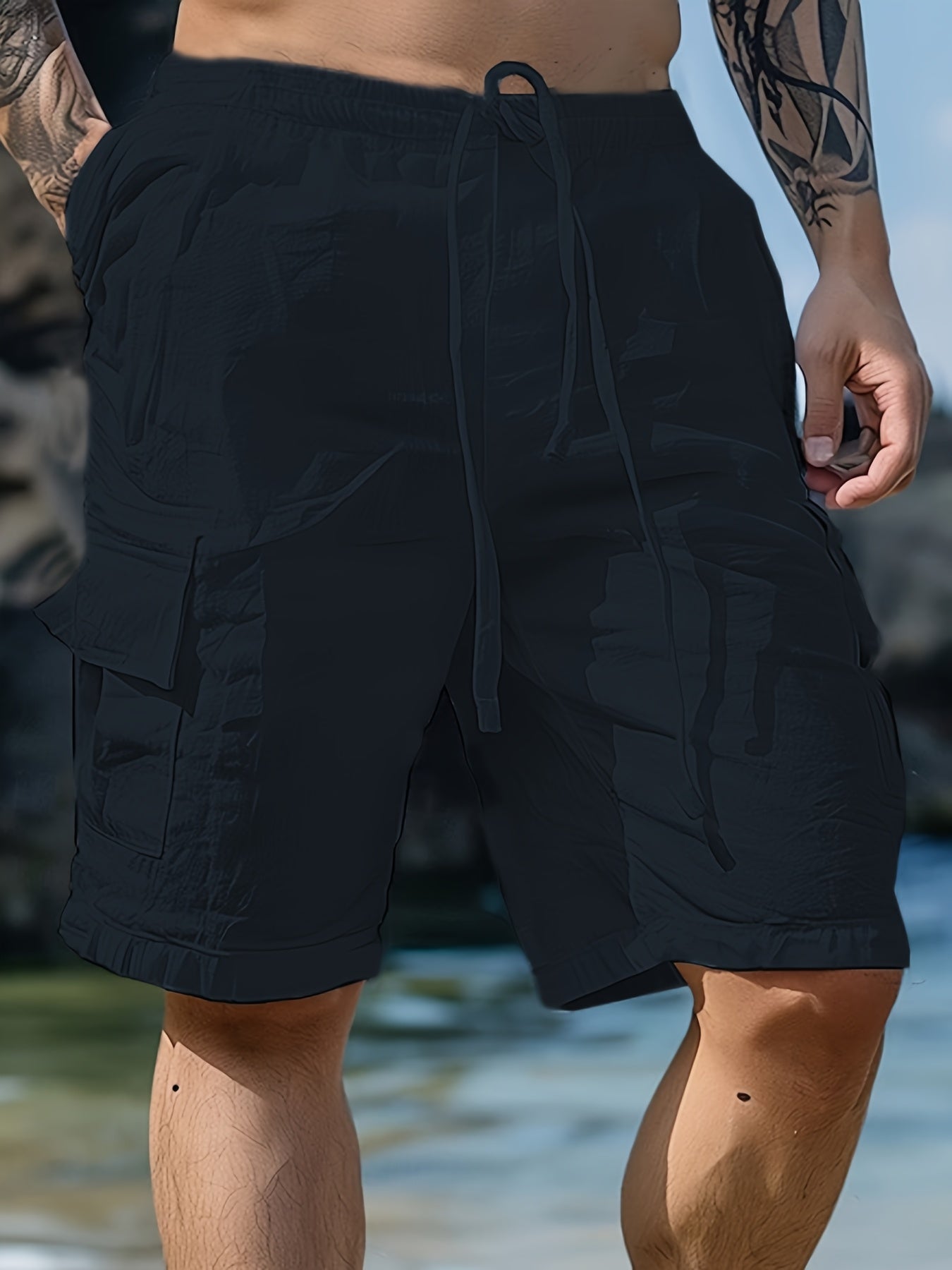 Shorts Casuales Hombre | Múltiples Bolsillos | Cintura con Cordón | Estilo Minimalista