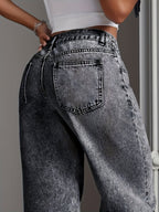 Jeans Pierna Ancha Recta Mujer | Denim Clásico Loose Estilo Elegante Casual
