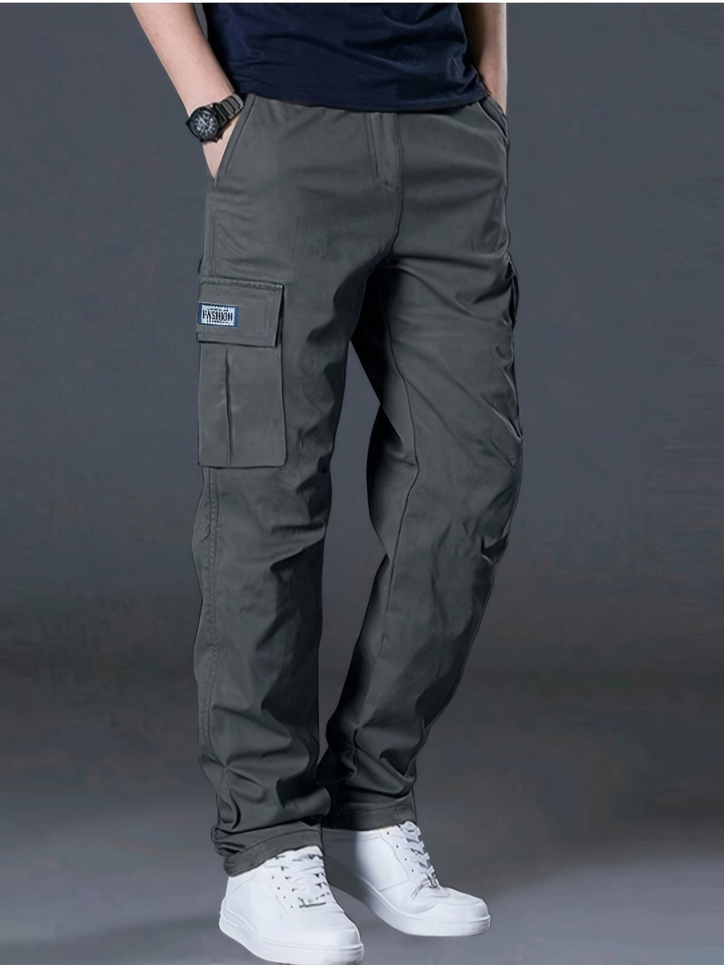 Men's Work Pants, Multi-Pocket Men's Trousers with Drawstring Waist