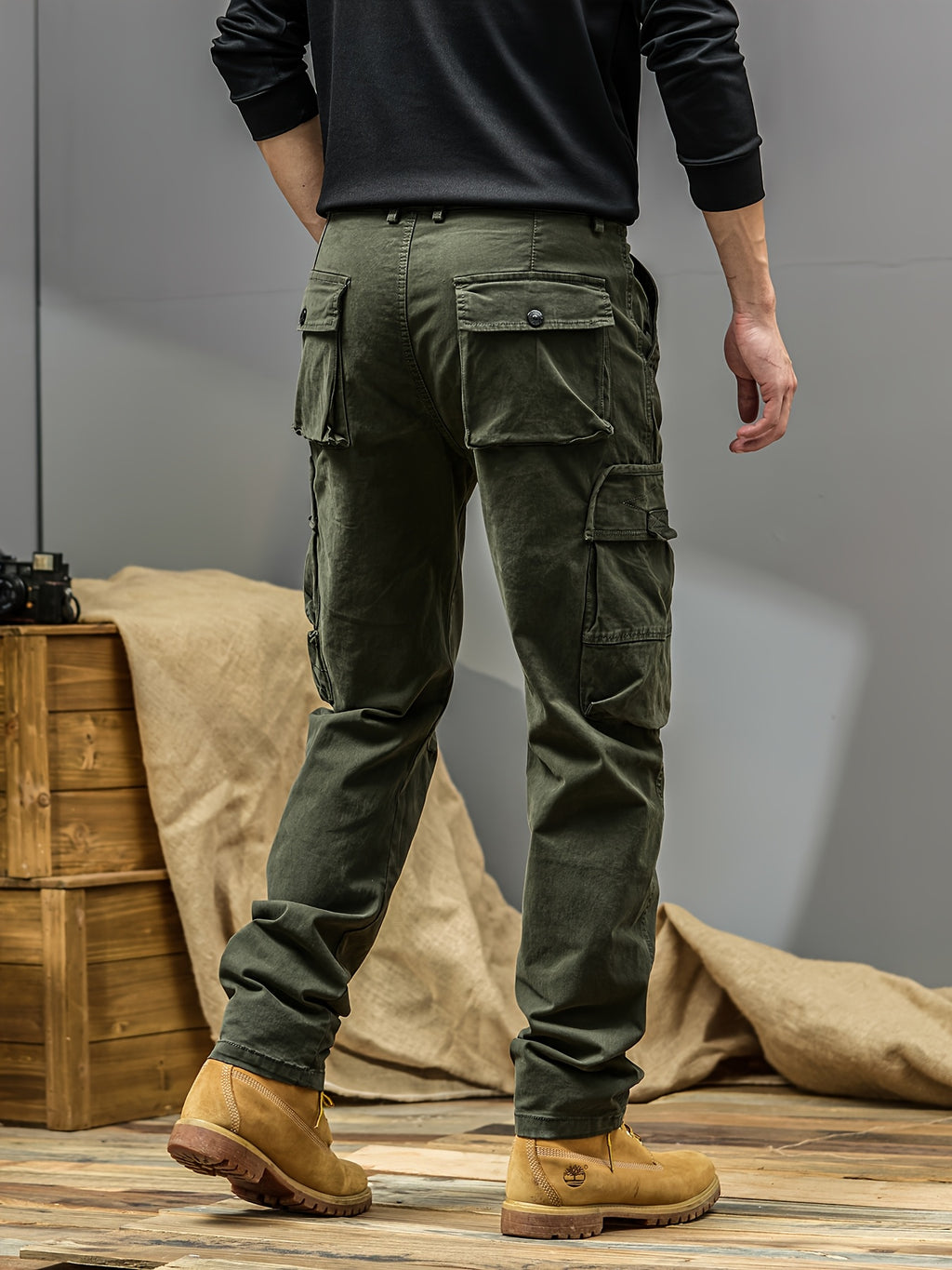 Men's Cargo Pants - Heavy-Duty Multi-Pocket Work Trousers, All-Season Machine Washable Pants with Utility Cargo Design for Construction, Travel, Everyday Carry - Mid-Rise Regular Fit Cargo Pants for Men, Outdoor Activities, S